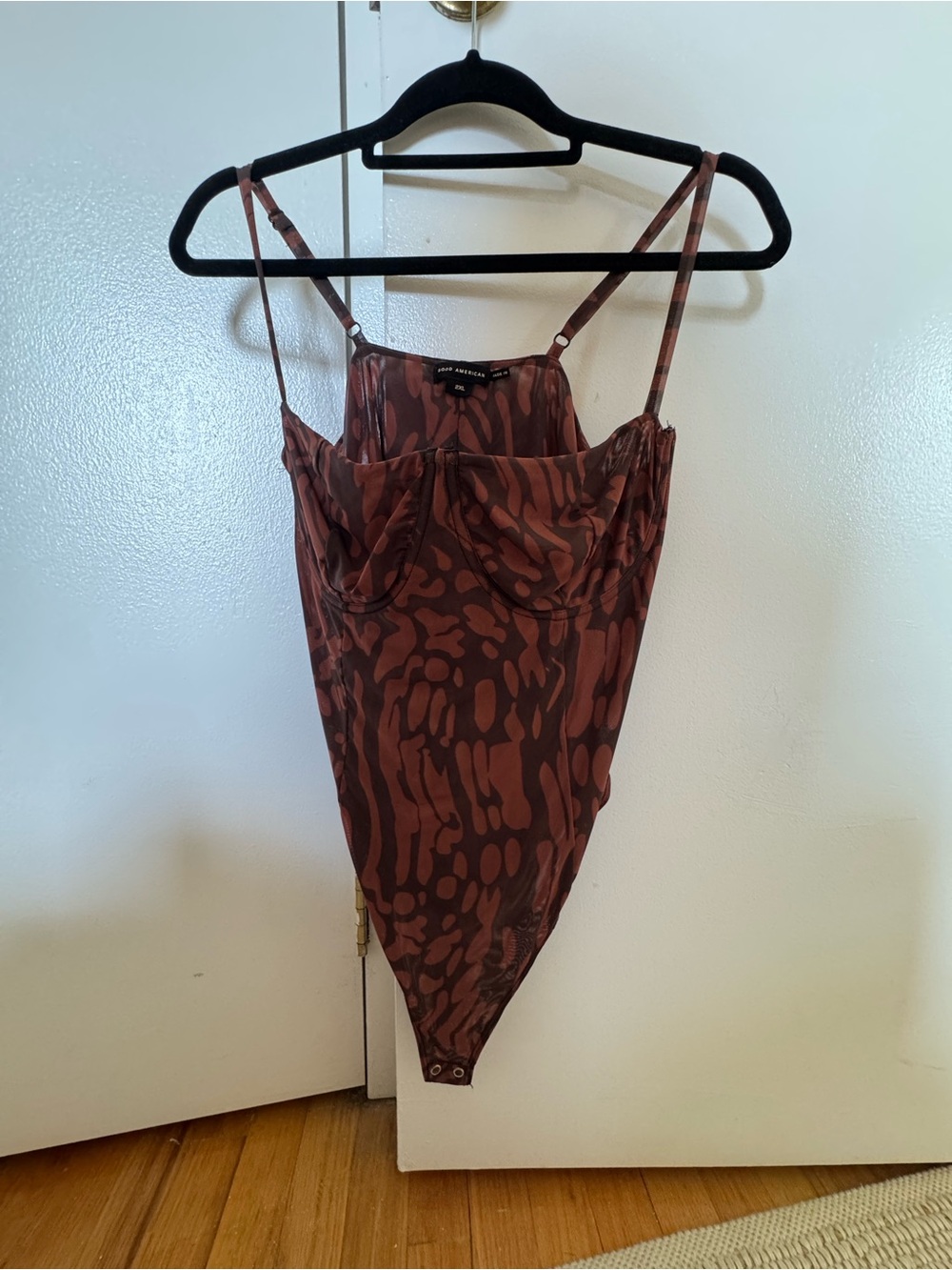 Brown Printed Bustier Bodysuit